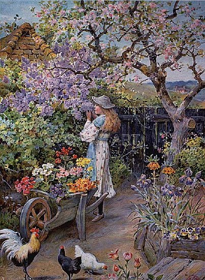 Photo of "AN ENGLISH COTTAGE GARDEN" by WILLIAM STEPHEN COLEMAN