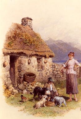 Photo of "FEEDING TIME AT A HIGHLAND COTTAGE" by MYLES BIRKET FOSTER