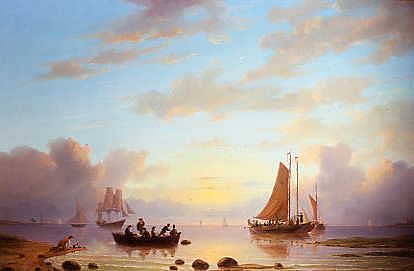 Photo of "A FERRY LEAVING THE SHORE" by JACOBUS HENDRICUS JOHANN NOOTEBOOM