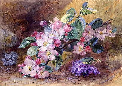 Photo of "A STILL LIFE OF APPLE BLOSSOM AND LILAC" by ROSA (NO LIFESPAN DATES APPLETON
