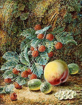 Photo of "A STILL LIFE OF GOOSEBERRIES AND RASPBERRIES" by OLIVER CLARE