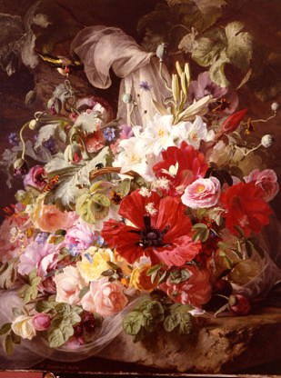 Photo of "A STILL LIFE OF LILIES, POPPIES AND ROSES" by THEUDE GRONLAND