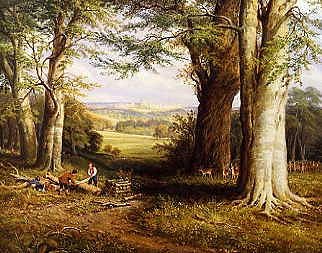 Photo of "CUTTING LOGS, WINDSOR PARK, WINDSOR CASTLE IN THE DISTANCE" by RALPH W. LUCAS