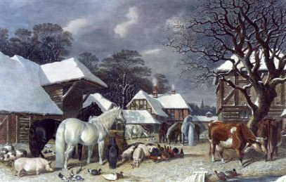 Photo of "A SNOWY FARMYARD (PRINT AFTER HERRING)" by JOHN FREDERICK SNR. HERRING