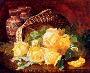 Photo of "A BASKET OF YELLOW ROSES" by ELOISE HARRIET STANNARD