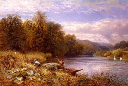 Photo of "GATHERING RUSHES ON THE THAMES NEAR WARGRAVE, ENGLAND" by ALFRED AUGUSTUS SEN. GLENDENING