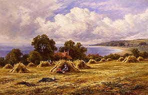 Photo of "HARVEST TIME ON THE COAST NR. EASTBOURNE, SUSSEX, ENGLAND" by HENRY H. PARKER