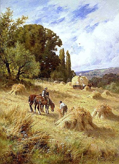 Photo of "HARVEST TIME NEAR LITTLEHAMPTON, SUSSEX, ENGLAND" by HENRY H. PARKER