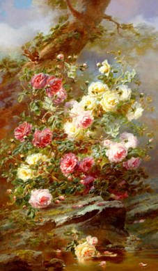 Photo of "A STUDY OF PINK AND YELLOW ROSES" by EDWARD CLARKE CABOT
