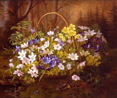 Photo of "ANEMONES AND PRIMROSES IN A BASKET" by ANTHONORE ELEANORE CHRISTENSEN