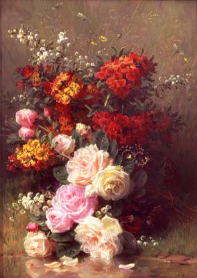 Photo of "SUMMER FLOWERS - ROSES AND WALLFLOWERS" by JEAN BAPTISTE ROBIE