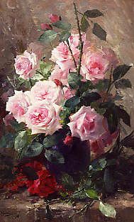 Photo of "A STILL LIFE OF PINK ROSES" by FRANS (IN COPYRIGHT IN E MORTELMANS
