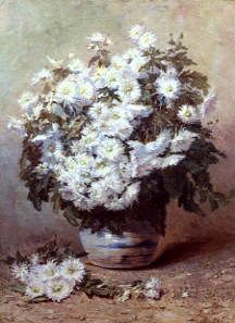 Photo of "A STILL LIFE OF WHITE CHRYSANTHEMUMS" by PAUL (NB IN COPYRIGHT E LEDUC