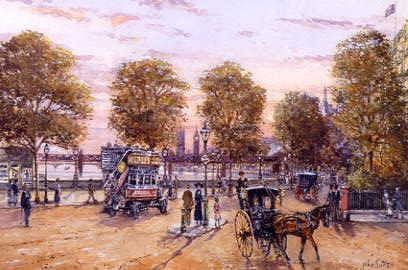Photo of "THE EMBANKMENT LOOKING TOWARDS PARLIAMENT" by JOHN (LIVING ARTIST) SUTTON
