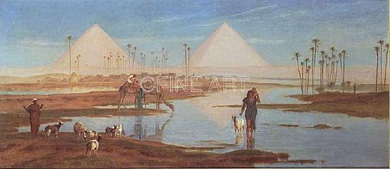 Photo of "A VIEW OF THE PYRAMIDS, EGYPT" by FREDERICK GOODALL
