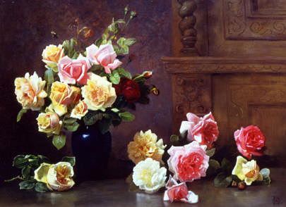 Photo of "A STILL LIFE OF ROSES" by OLAF AUGUST HERMANSEN