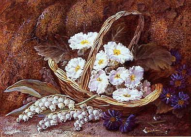 Photo of "A STILL LIFE OF LILY OF THE VALLEY AND PRIMULA" by VINCENT CLARE