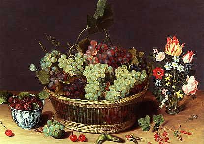 Photo of "A STILL LIFE OF GRAPES IN A BASKET" by ISAAK SOREAU