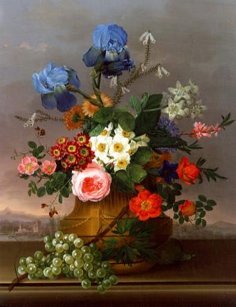 Photo of "A STILL LIFE OF FLOWERS WITH IRIS NARCISSI AND ROSES" by JOHANN KNAPP