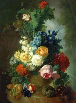 Photo of "A STILL LIFE OF ROSES AND DELPHINIUMS" by JAN VAN OS