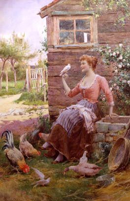 Photo of "FEEDING THE CHICKENS" by ALFRED GLENDENING