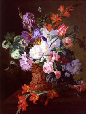 Photo of "SUMMER FLOWERS (IRIS, TULIPS AND ROSES)" by EDOUARD JULES (ACTIVE 1 DIART