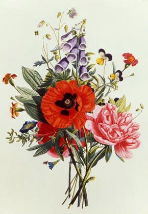 Photo of "BOUQUET OF FOXGLOVE, POPPY AND PEONIE" by JEAN LOUIS PREVOST