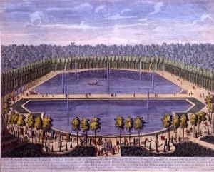 Photo of "A LAGOON IN THE GARDEN OF VERSAILLES" by F. (ENGRAVING AFTER) DELAMONCE