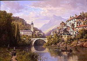 Photo of "A RIVER VIEW IN ALSACE" by CHARLES EUPHRASIE KUWASSEG