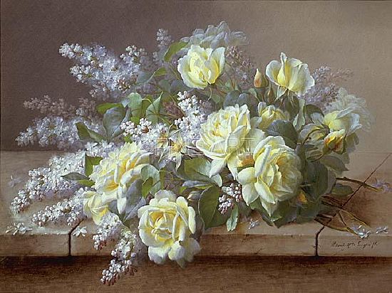 Photo of "A STILL LIFE WITH YELLOW ROSES" by RAOUL DE LONGPRE