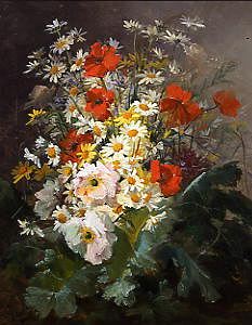 Photo of "A STILL LIFE OF DAISIES AND POPPIES" by PIERRE CAMILLE GONTIER