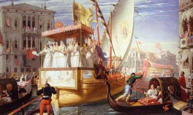 Photo of "THE BRIDES OF VENICE BEING TAKEN TO THE WEDDING, 1528" by JOHN ROGERS HERBERT