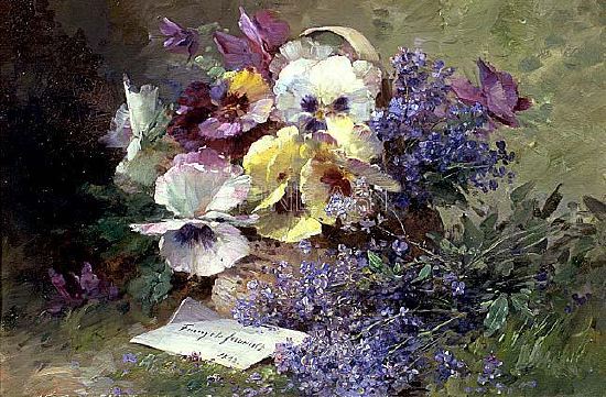 Photo of "PANSIES AND FORGET ME NOT" by ALBERT-TIBULLE FURCY DE LAVAULT