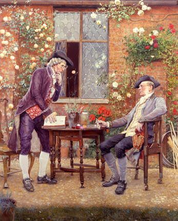 Photo of "THE RIVAL FLORISTS IN DEEP DISCUSSION (DETAIL)" by EDWARD KILLINGWORTH JOHNSON