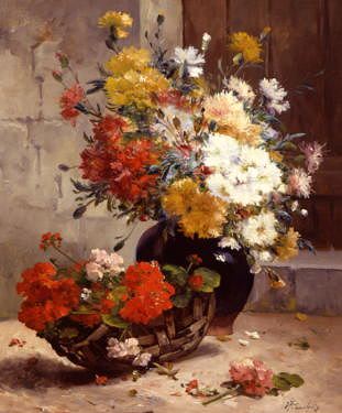 Photo of "A STILL LIFE OF SUMMER FLOWERS" by EUGENE HENRI CAUCHOIS