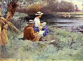 Photo of "SKETCHING BY THE RIVER" by WILLIAM KAY BLACKLOCK