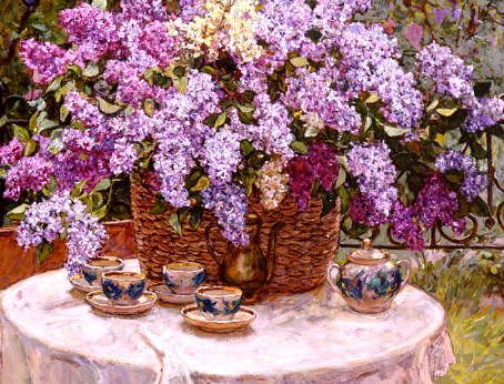 Photo of "COFFEE CUPS AND LILAC" by PIOTR (CONTEMPORARY - EX STOLERENKO