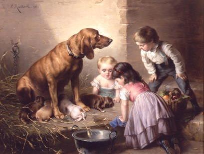 Photo of "FEEDING THE PUPPIES" by CARL REICHERT