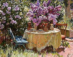 Photo of "GARDEN TABLE WITH BLUE CHAIR" by PIOTR (CONTEMPORARY-EXTR STOLERENKO