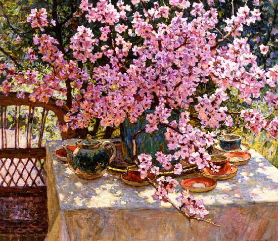 Photo of "TABLE WITH PINK BLOSSOM" by PIOTR (CONTEMPORARY - EX STOLERENKO