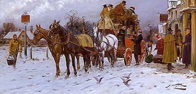 Photo of "ARRIVING AT THE WHITE HART INN" by GEORGE (NB IN COPYRIGHT) WRIGHT