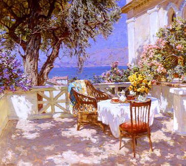 Photo of "YELLOW FLOWERS ON THE TERRACE TABLE" by PIOTR (CONTEMPORARY-EXTR STOLERENKO