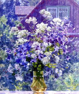 Photo of "FLOWERS BY THE WINDOW LEDGE" by BORIS (CONTEMPORARY-EXT NICOLAIEV