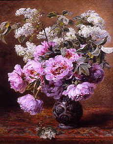 Photo of "A STILL LIFE OF SUMMER FLOWERS WITH PEONIES AND LILAC" by ALEXIS KREYDER