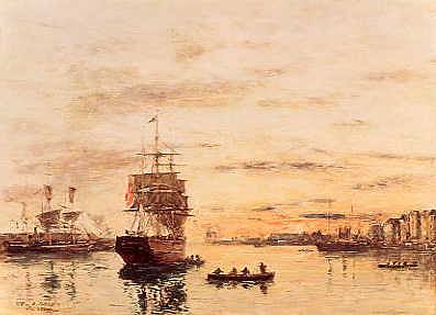 Photo of "HARBOUR SCENE AT SUNSET" by EUGENE BOUDIN