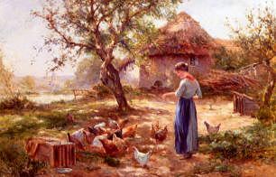 Photo of "FEEDING THE CHICKENS" by ERNEST WALBOURN