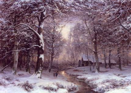 Photo of "A WOODED WINTER LANDSCAPE, 1899." by CARL LUDWIG FAHRBACH