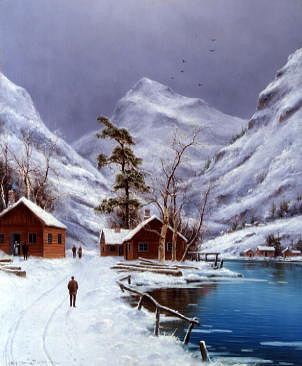Photo of "LAKESIDE COTTAGES, WINTER." by NILS HANS CHRISTIANSEN
