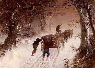 Photo of "THE TIMBER WAGON, HOMEWARD BOUND IN THE SNOW." by HERMANN KAUFFMANN