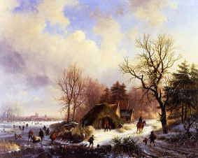 Photo of "WINTER LANDSCAPE WITH SKATERS" by ALEXANDER JOSEPH DAIWAILLE